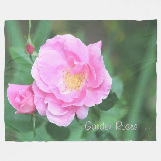 Roze Tuin Roos Fleece Deken (Voorkant (Horizontaal))