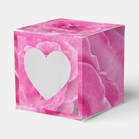 Roze Tuin Roos hart Bedankdoosjes (Voorkant Zijde)
