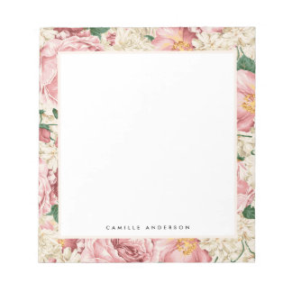Roze Tuin Rozen Patroon Gepersonaliseerd Notitieblok