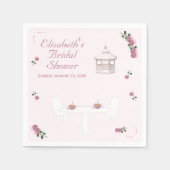 Roze Tuin Theepartij Bruidsborrel Servet (Voorkant)