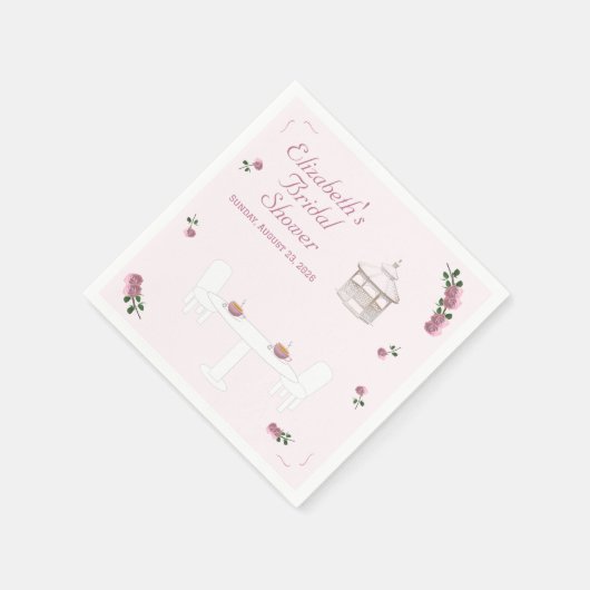 Roze Tuin Theepartij Bruidsborrel Servet (Hoek)