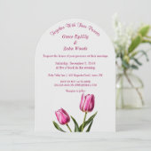 Roze Tuin Tulp bruiloft Kaart (Staand voorkant)