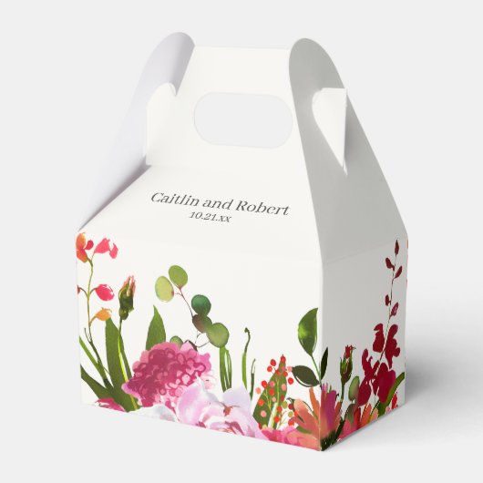 Roze Tuin Waterverf Bloemen Bruiloft Bedankdoosjes (Achterkant)