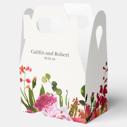 Roze Tuin Waterverf Bloemen Bruiloft Bedankdoosjes (Geopend)