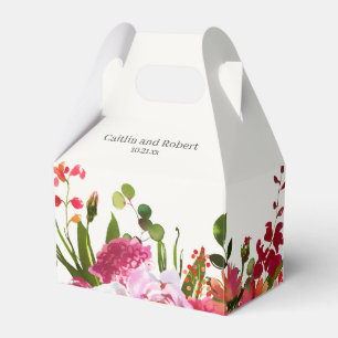 Roze Tuin Waterverf Bloemen Bruiloft Bedankdoosjes