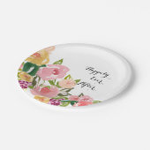 Roze Tuin Waterverf Floral Papieren Bordje (Gekanteld)