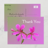 Roze tuinbloem bedankkaartjes. briefkaart (Voorkant / Achterkant)