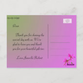 Roze tuinbloem dank u briefkaarten. briefkaart (Achterkant)