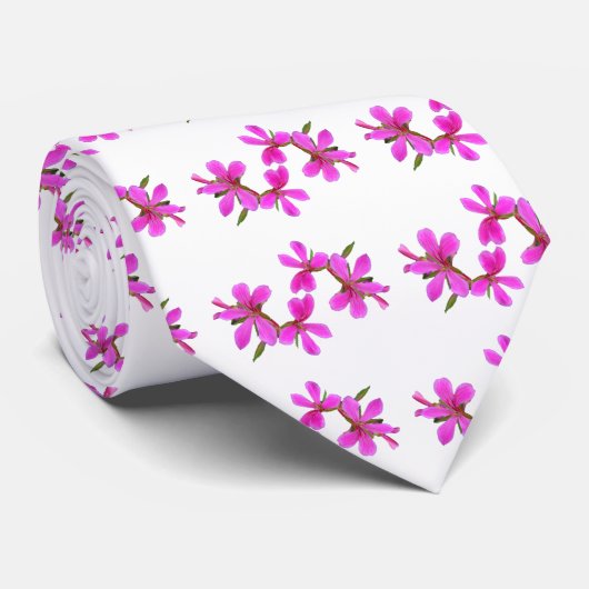  roze tuinbloemen, bloemfoto-kunst. stropdas (Opgerold)