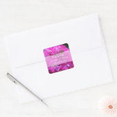 Roze tuinbloemen bruiloft gunst bedankt vierkante sticker (Envelop)