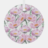 Roze tuinbloemen: naadloos met de hand getekend. glas ornament (Voorkant)