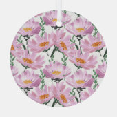 Roze tuinbloemen: naadloos met de hand getekend. glas ornament (Achterkant)