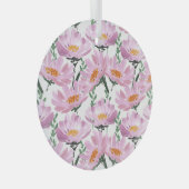 Roze tuinbloemen: naadloos met de hand getekend. glas ornament (Voorkant Rechts)