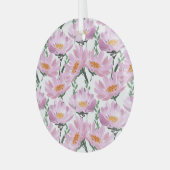 Roze tuinbloemen: naadloos met de hand getekend. glas ornament (Voorkant links)