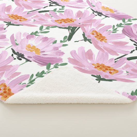 Roze tuinbloemen: naadloos met de hand getekend. sherpa deken (3/4)