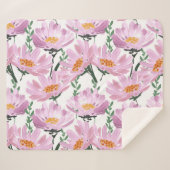 Roze tuinbloemen: naadloos met de hand getekend. sherpa deken (Voorkant (horizontaal))