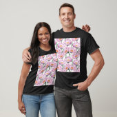 Roze tuinbloemen: naadloos met de hand getekend. t-shirt (Unisex)