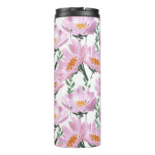 Roze tuinbloemen: naadloos met de hand getekend. thermosbeker (Achterkant)