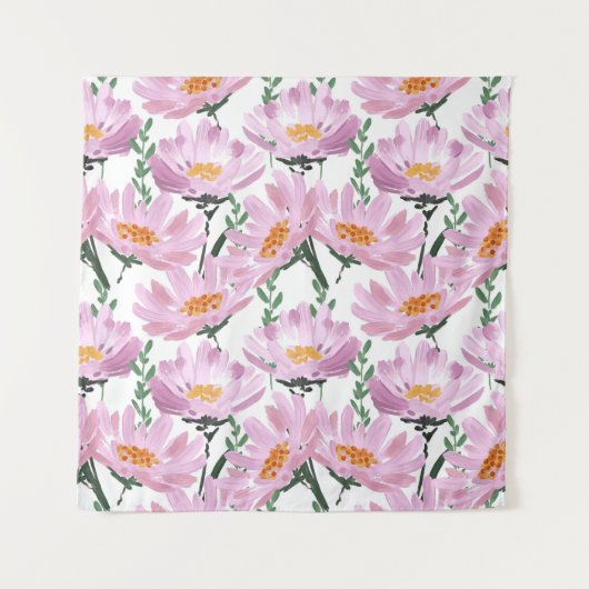 Roze tuinbloemen: naadloos met de hand getekend. wandkleed (Voorkant)