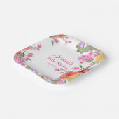 Roze Tuinbloemen Namen Bruidsdouche Papieren Bordje (Gebogen)