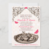 Roze tuinbouwers Bridal Tea Party Kaart (Voorkant)