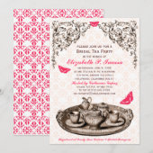 Roze tuinbouwers Bridal Tea Party Kaart (Voorkant / Achterkant)
