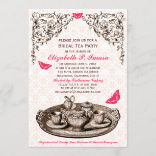 Roze tuinbouwers Bridal Tea Party Kaart
