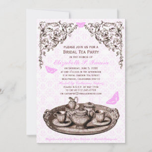 Roze tuinbouwers Bridal Tea Party Kaart