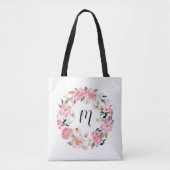 Roze tuinbouwers, groot monogram tote bag (Voorkant)