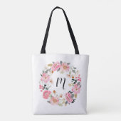 Roze tuinbouwers, groot monogram tote bag (Achterkant)