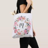 Roze tuinbouwers, groot monogram tote bag (Dichtbij)