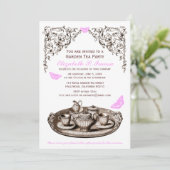 Roze tuinbouwpartij kaart (Staand voorkant)