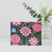 Roze tuinkunst briefkaart (Staand voorkant)