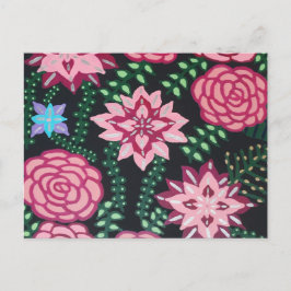 Roze tuinkunst briefkaart
