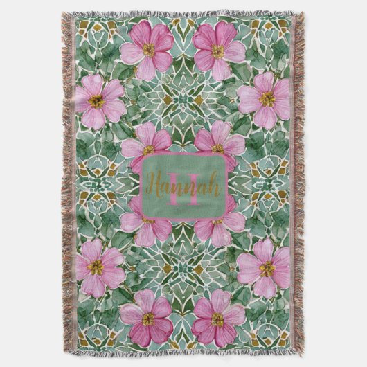 Roze Tuinmozaïek Deken (Voorkant Verticaal)