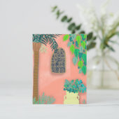 Roze tuinmuur Exotische geheime palmboom Kaart (Staand voorkant)