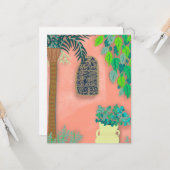 Roze tuinmuur Exotische geheime palmboom Kaart (Voorkant / Achterkant in situ)