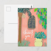 Roze Tuinmuur Exotische Palmboom DANK JE WEL Briefkaart (Voorkant / Achterkant)