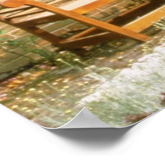 Roze tuinstoel in Roos Pergola, met Berberis een Poster (Hoek)