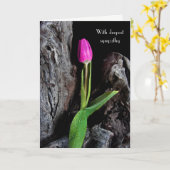 roze tulband over driftwood sympathie kaart (Gele Bloem)