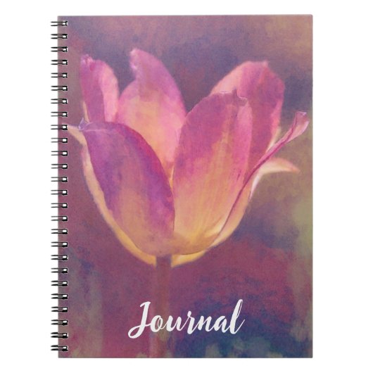  roze Tulip Art Flower Journal Notitieboek (Voorkant)