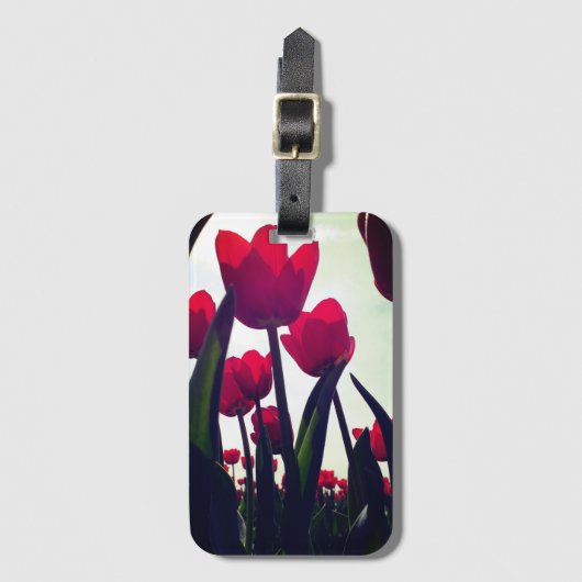 Roze Tulip Bagagelabel (Voorkant (verticaal))