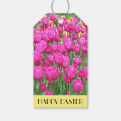 Roze Tulip Blooms Pasen Cadeaulabel (Voorkant)