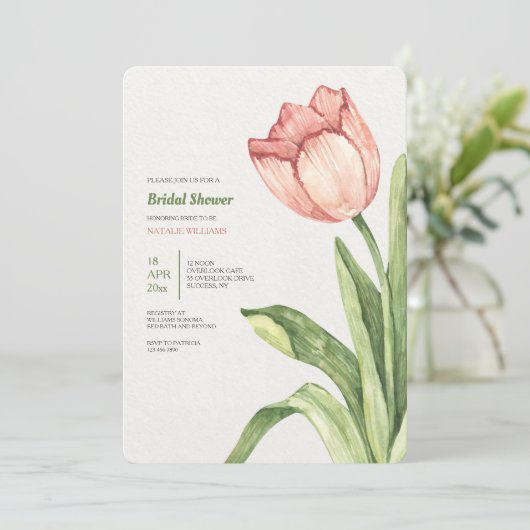 Roze Tulip Bridal Shower Kaart (Staand voorkant)