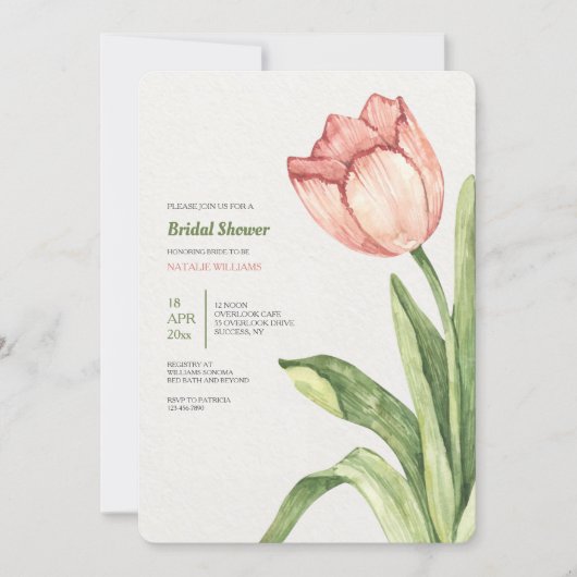 Roze Tulip Bridal Shower Kaart (Voorkant)