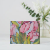 Roze Tulip Briefkaart (Staand voorkant)