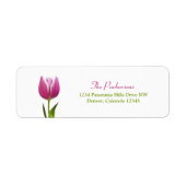 Roze Tulip Bruiloft Retouradres Labels (Voorkant)