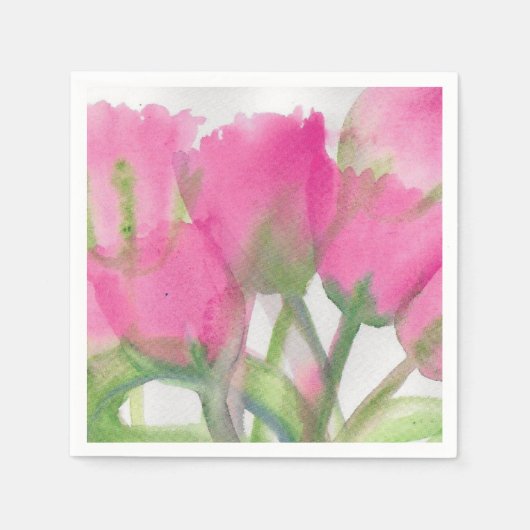 Roze Tulip Cocktail Napkin Servet (Voorkant)