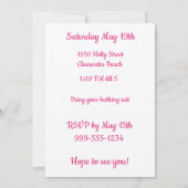 Roze Tulip Dachshund Party Invitation Kaart (Achterkant)