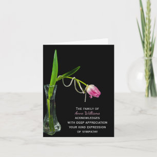 Roze Tulip en Pearls Hartelijk dank van de familie Bedankkaart